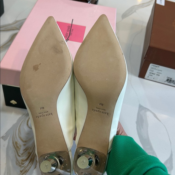 NEW with box Kate Spade Cori White Patent Mule Translucent Kitten Heel 8 - Picture 7 of 8